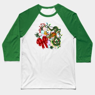 Chinese Dragon Christmas Wreath Baseball T-Shirt